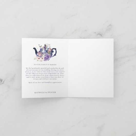 Alice in Wonderland Wedding Wonderland Dank u Bedankkaart (Binnen)