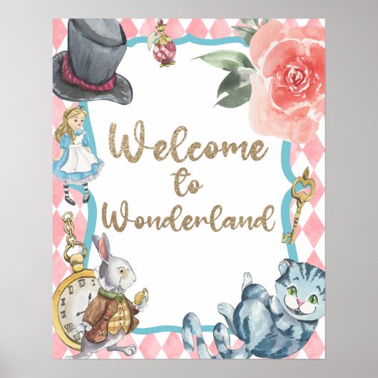Alice in Wonderland - Welkomstteken van de Birthda Poster (Voorkant)
