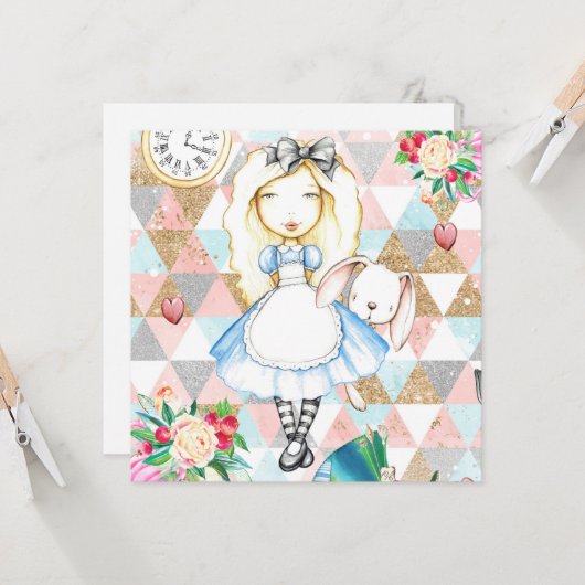 Alice in Wonderland Wenskaarten Blank Kaart (Voorkant / Achterkant in situ)