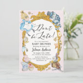 Alice in Wonderland Whimsical Baby shower Kaart (Staand voorkant)