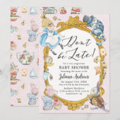 Alice in Wonderland Whimsical Baby shower Kaart (Voorkant / Achterkant)