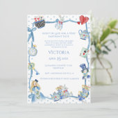 Alice in Wonderland Whimsical Baby shower Kaart (Staand voorkant)