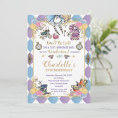 Alice in Wonderland Whimsical Birthday Tea Party Kaart (Staand voorkant)