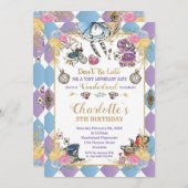 Alice in Wonderland Whimsical Birthday Tea Party Kaart (Voorkant / Achterkant)