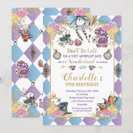 Alice in Wonderland Whimsical Birthday Tea Party Kaart