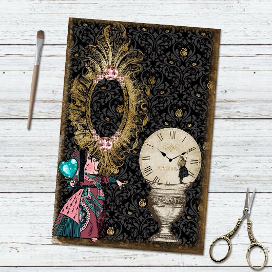 Alice in Wonderland Whimsical Clock Tissuepapier