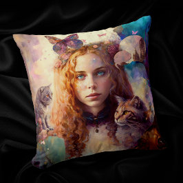 Alice in Wonderland | Whimsical dromerige kat lief Kussen