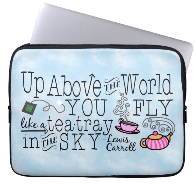 Alice in Wonderland Whimsical Tea Carroll Quote Laptop Sleeve (Voorkant)