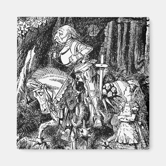  Alice in Wonderland White Knight op Paard Magneet (Voorkant)