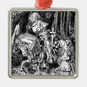 Alice in Wonderland White Knight op Paard Metalen Ornament