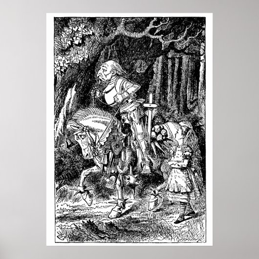 Alice in Wonderland White Knight op Paard Poster (Voorkant)