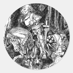  Alice in Wonderland White Knight op Paard Ronde Sticker