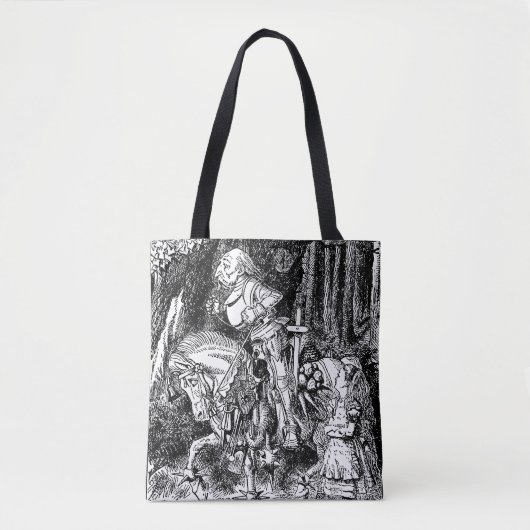 Alice in Wonderland White Knight op Paard Tote Bag (Voorkant)