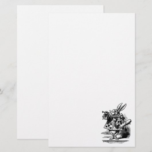  Alice in Wonderland White Rabbit als Herald Briefpapier (Voorkant / Achterkant)