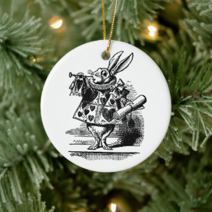  Alice in Wonderland White Rabbit als Herald Keramisch Ornament