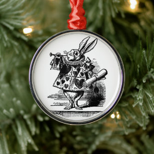 Alice in Wonderland White Rabbit als Herald Metalen Ornament
