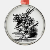  Alice in Wonderland White Rabbit als Herald Metalen Ornament (Voorkant)
