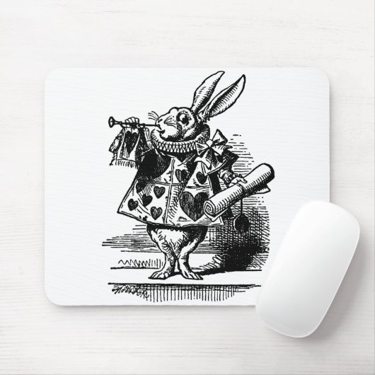 Alice in Wonderland White Rabbit als Herald Muismat (Met muis)