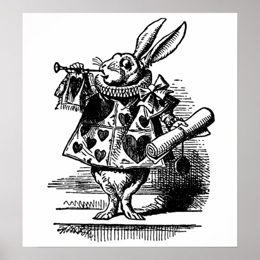  Alice in Wonderland White Rabbit als Herald Poster (Voorkant)