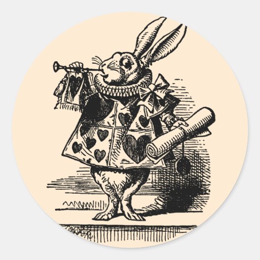  Alice in Wonderland White Rabbit als Herald Ronde Sticker (Voorkant)