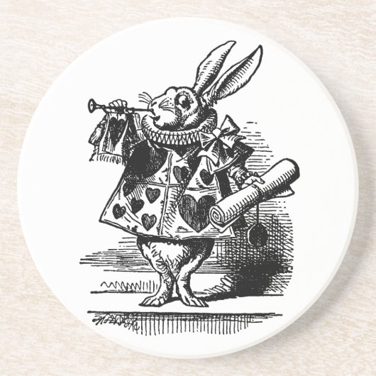 Alice in Wonderland White Rabbit als Herald Zandsteen Onderzetter (Voorkant)