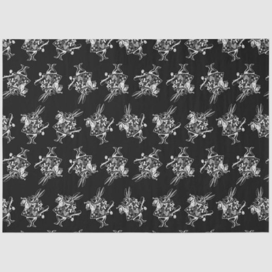 Alice in Wonderland White Rabbit Antiek Art Black Tissuepapier (Voorkant)