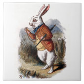 Alice in Wonderland White Rabbit Art Tile Trivet Tegeltje (Voorkant)