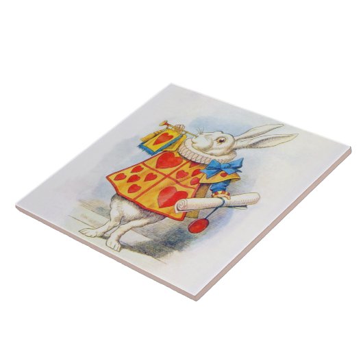Alice in Wonderland White Rabbit Art Tile Trivet Tegeltje (Zijkant)