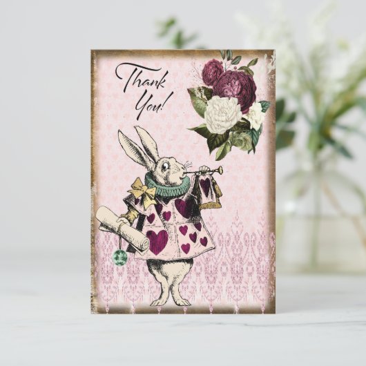 Alice in Wonderland White Rabbit Bedankkaart (Staand voorkant)
