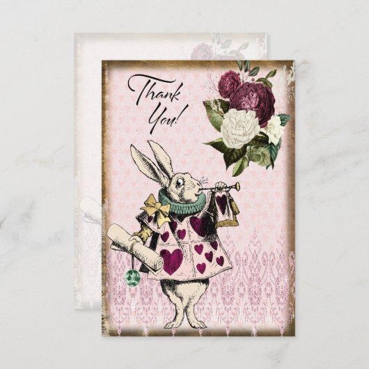 Alice in Wonderland White Rabbit Bedankkaart (Voorkant / Achterkant)