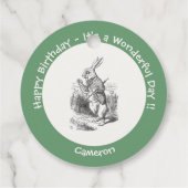 Alice in Wonderland White Rabbit Birthday Party Bedankjes Labels (Achterkant)