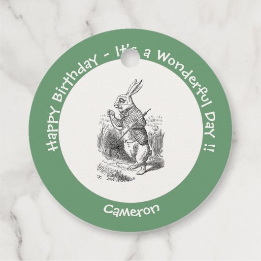 Alice in Wonderland White Rabbit Birthday Party Bedankjes Labels (Achterkant)