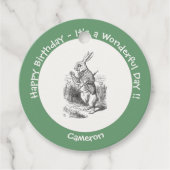 Alice in Wonderland White Rabbit Birthday Party Bedankjes Labels (Voorkant)