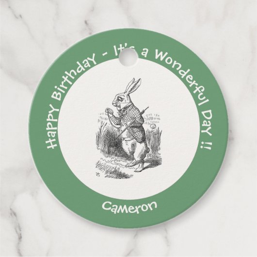 Alice in Wonderland White Rabbit Birthday Party Bedankjes Labels (Voorkant)