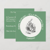 Alice in Wonderland White Rabbit Birthday Party Kaart (Voorkant / Achterkant)