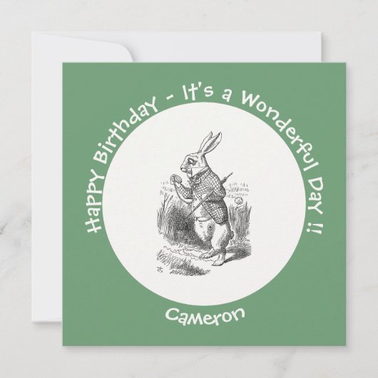 Alice in Wonderland White Rabbit Birthday Party Kaart (Voorkant)