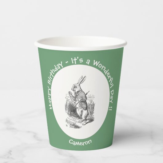 Alice in Wonderland White Rabbit Birthday Party Papieren Bekers (Voorkant)