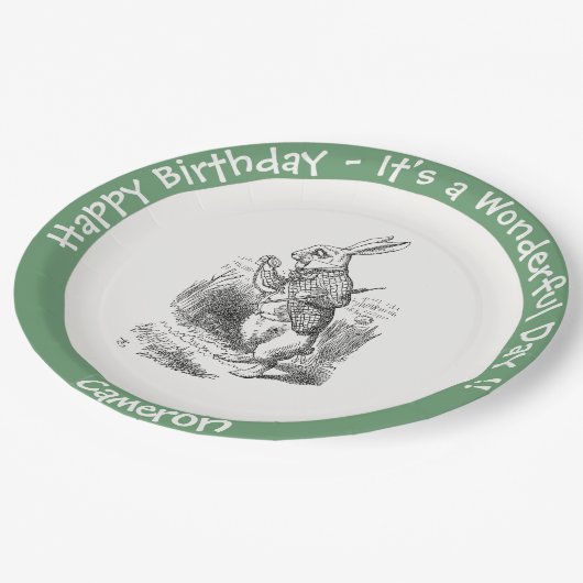 Alice in Wonderland White Rabbit Birthday Party Papieren Bordje (Gekanteld)