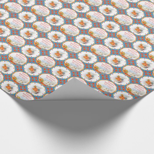 Alice in Wonderland White Rabbit Birthday Red Cadeaupapier (Hoek)