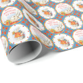 Alice in Wonderland White Rabbit Birthday Red Cadeaupapier (Rol Hoek)
