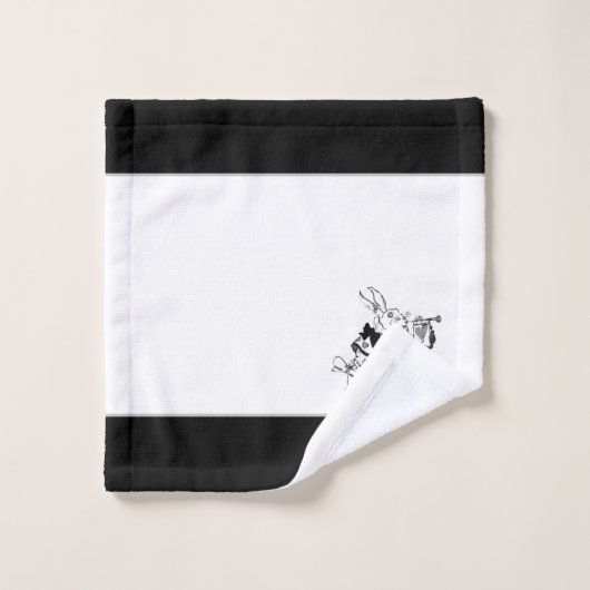 Alice in Wonderland White Rabbit Black badkamer B Bad Handdoek (Wasdoekje)