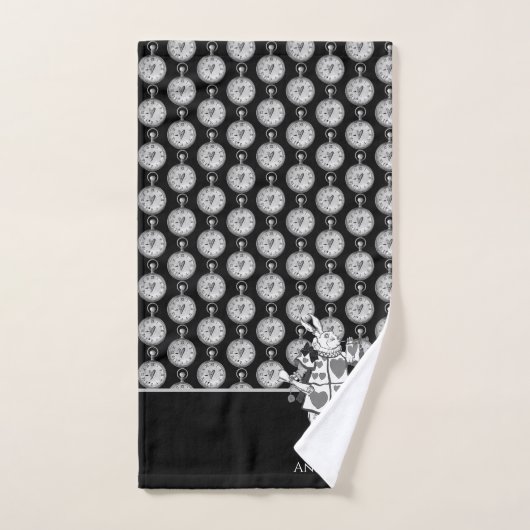 Alice in Wonderland White Rabbit Black badkamer Bad Handdoek (Handdoek)
