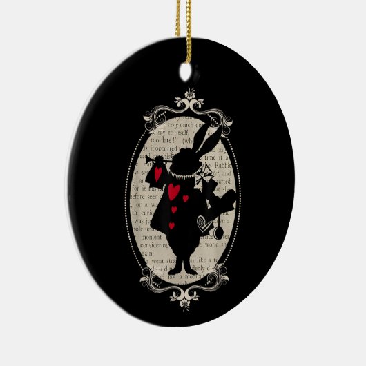 Alice in Wonderland White Rabbit  boek Keramisch Ornament (Rechts)