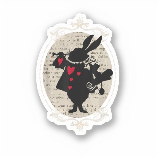 Alice in Wonderland White Rabbit  boek Sticker (Voorkant)
