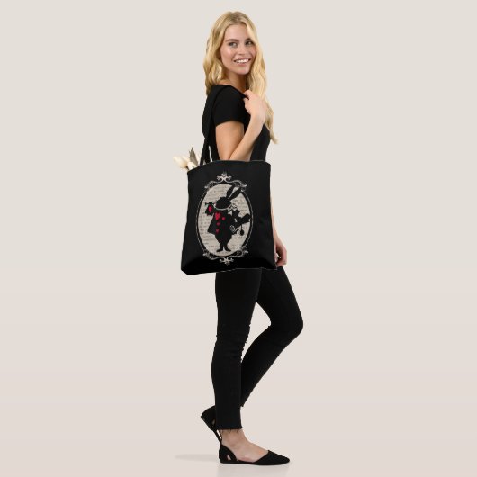 Alice in Wonderland White Rabbit  boek Tote Bag (Op model)