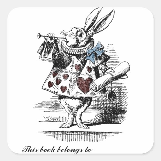 Alice in Wonderland White Rabbit Bookplate Sticker (Voorkant)