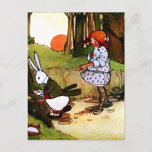 Alice in Wonderland White Rabbit  Briefkaart (Voorkant)
