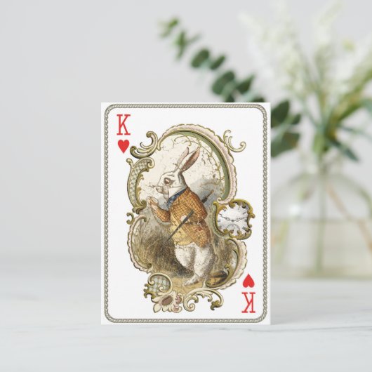 Alice in Wonderland White Rabbit Briefkaart (Staand voorkant)