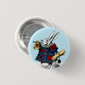 Alice in Wonderland White Rabbit Button Style #1 (Voorkant /achterkant)