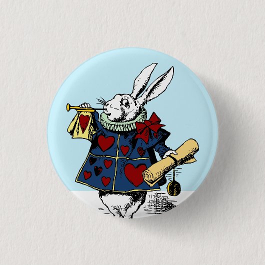 Alice in Wonderland White Rabbit Button Style #1 (Voorkant)